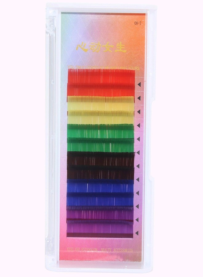 فاياتور وصلات رموش ملونة من فاياتور، سمك 0.15، انحناء D، ألوان: بنفسجي، أزرق، بني، أخضر، أحمر، أصفر، رموش فردية ملونة، رموش صناعية من المنك (16 مم). - Image 4