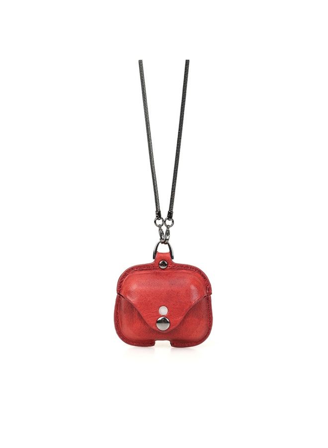 Raxoom Case Cover CONTACTS FAMILY CF1122A AirPods Pro Leather Protective Case with Necklace for AirPods Pro Red 
