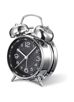 Beauenty Loud Alarm Clock for Heavy Sleepers Adults,Retro 4 Inch Silent Non-Ticking Quartz with Backlight,Twin Bell Analog Kids Alarm Clocks for Bedrooms Bedside (Black)  - Image 1