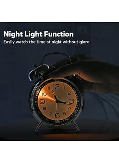 Beauenty Loud Alarm Clock for Heavy Sleepers Adults,Retro 4 Inch Silent Non-Ticking Quartz with Backlight,Twin Bell Analog Kids Alarm Clocks for Bedrooms Bedside (Black)  - Image 3