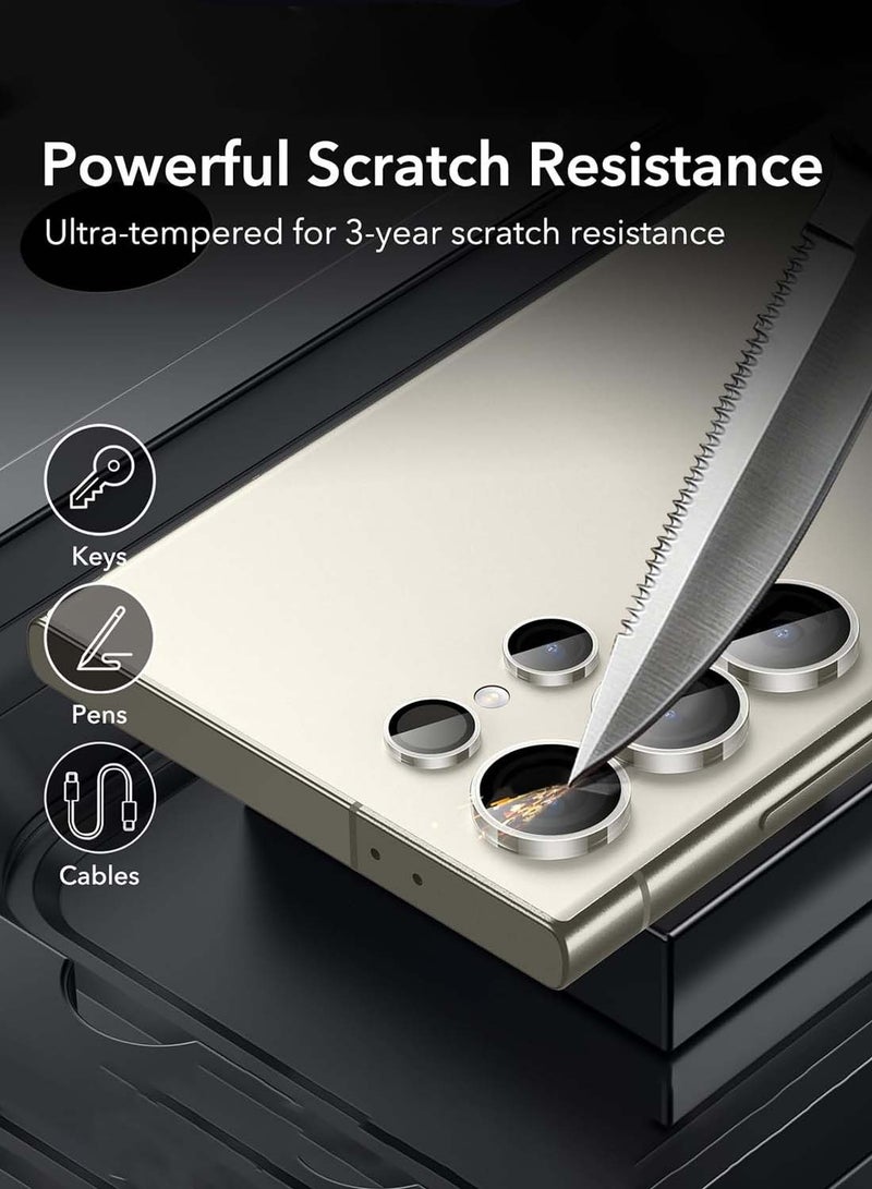 Wtech Samsung Galaxy S25 Ultra 2025 Premium Alloy Ring Camera Lens Tempered Glass Protector Shield (MLGITR) - Clear - Image 4