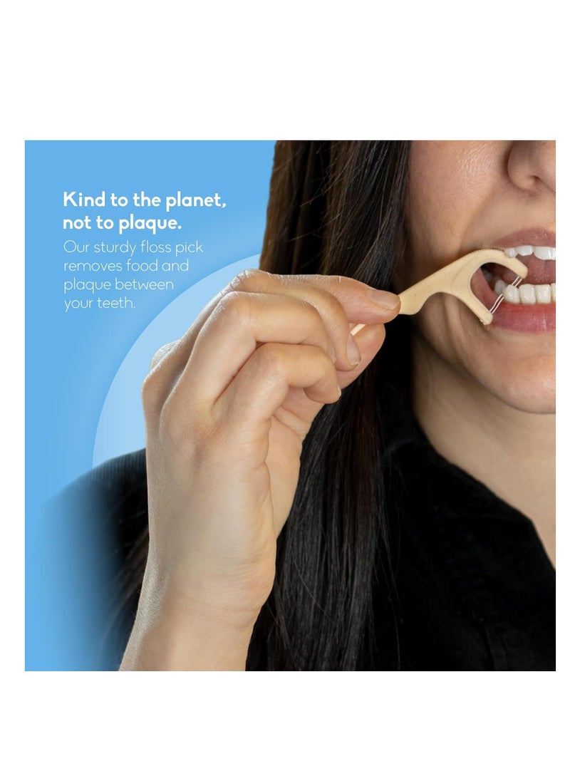 The Humble Co. - The Humble Co. Floss Picks (200 Count) – Plant Based Dental Floss Picks for Superior Oral Care, Dental Hygiene, and Gum Health, Cruelty Free Tooth Floss Picks (Mint, Double Thread) - Image 1