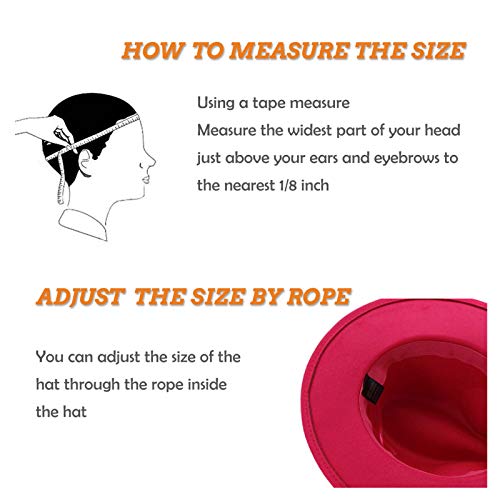Lisianthus Men & Women Vintage Wide Brim Fedora Hat with Belt Buckle (A-Rose, Men L; Hat Circumference: 59-60cm) - Image 5