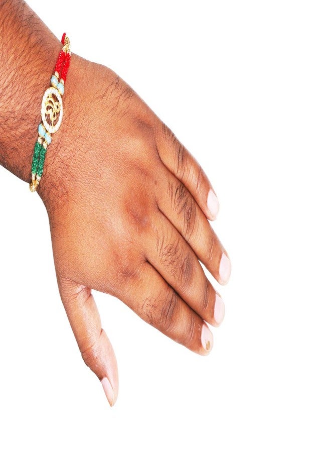SUNINOW RAKSHBANDHAN SPECIAL RAKHI COMBO PACK OF 2 EXCLUSIVE IK ONKAR LUMBA RED GREEN SET RAKHI FOR BROTHER BHABHI AND KIDS WITH ROLI FOR TILAK CEREMONY RAKHI COMBO | RAKHI FOR BROTHER | RAKHI GIFT | RAKHI FOR BHABHI | RAKHI FOR BROTHER RAKSHA BANDHAN BRACELET | RAKHI SET - Image 3