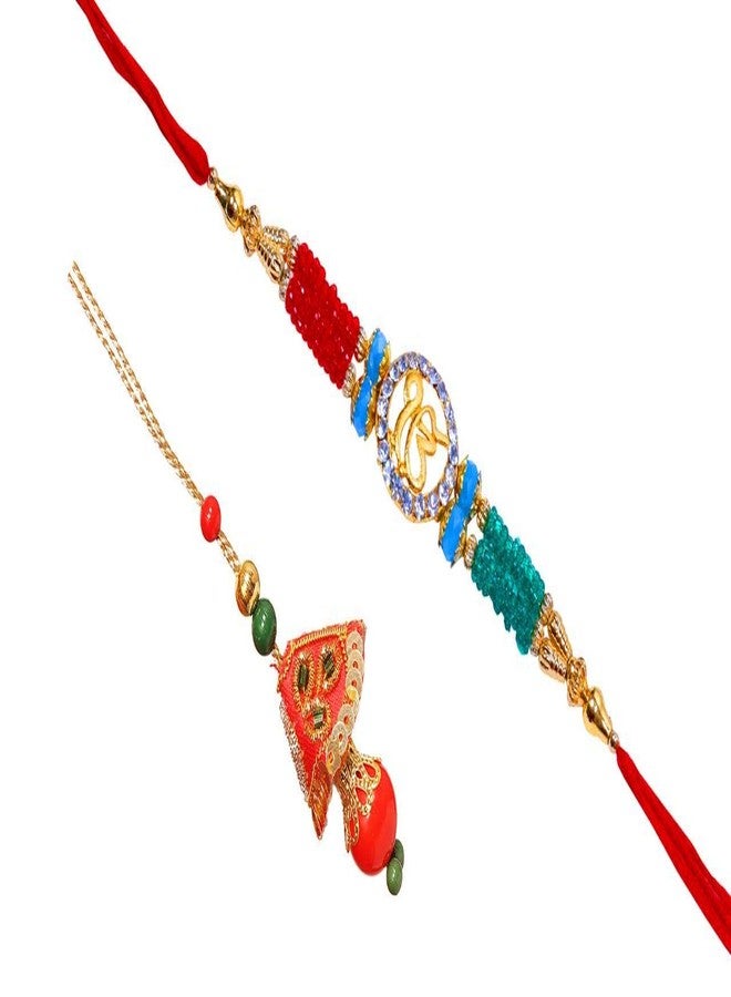 SUNINOW RAKSHBANDHAN SPECIAL RAKHI COMBO PACK OF 2 EXCLUSIVE IK ONKAR LUMBA RED GREEN SET RAKHI FOR BROTHER BHABHI AND KIDS WITH ROLI FOR TILAK CEREMONY RAKHI COMBO | RAKHI FOR BROTHER | RAKHI GIFT | RAKHI FOR BHABHI | RAKHI FOR BROTHER RAKSHA BANDHAN BRACELET | RAKHI SET - Image 1