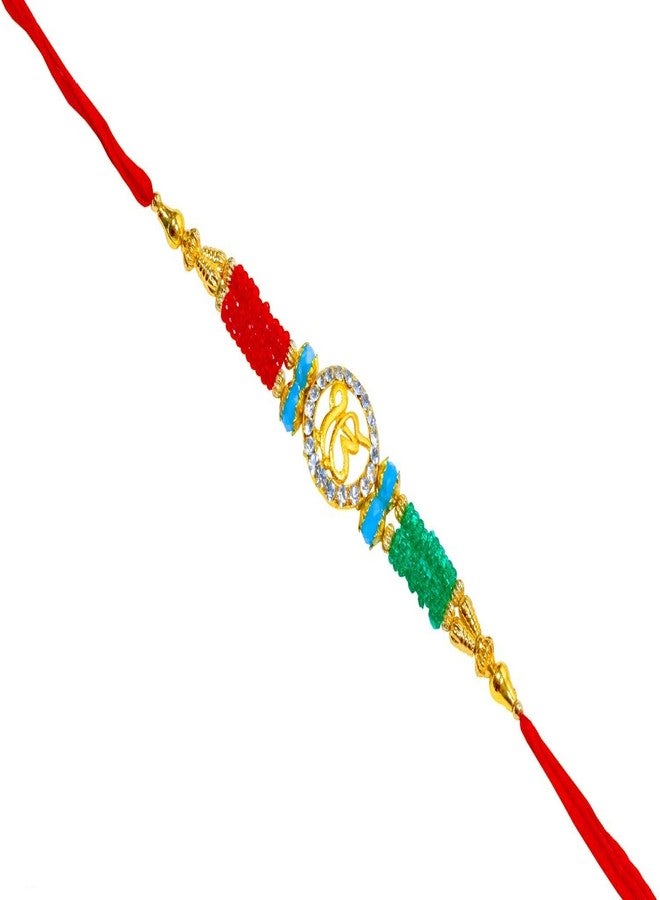 SUNINOW RAKSHBANDHAN SPECIAL RAKHI COMBO PACK OF 2 EXCLUSIVE IK ONKAR LUMBA RED GREEN SET RAKHI FOR BROTHER BHABHI AND KIDS WITH ROLI FOR TILAK CEREMONY RAKHI COMBO | RAKHI FOR BROTHER | RAKHI GIFT | RAKHI FOR BHABHI | RAKHI FOR BROTHER RAKSHA BANDHAN BRACELET | RAKHI SET - Image 2