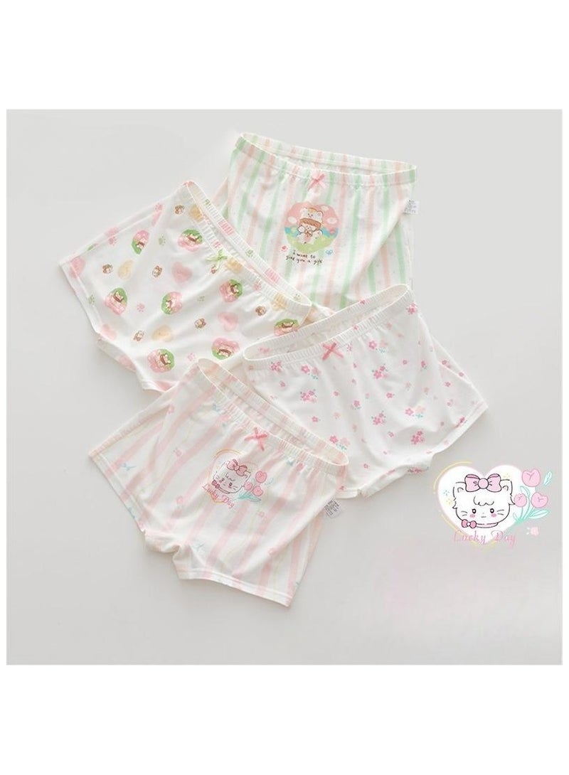 Fashionable Little Girl Cute Style Printed Four Boxer Briefs Suitable For Ages 3-10 - Image 1