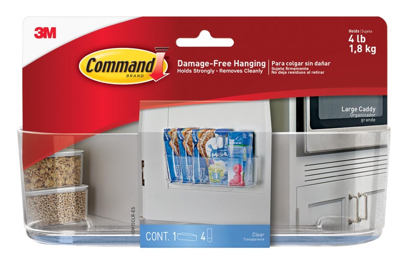 Command Large Caddy, Clear, with 4 Clear Indoor Strips, Organize Damage-Free - Image 1