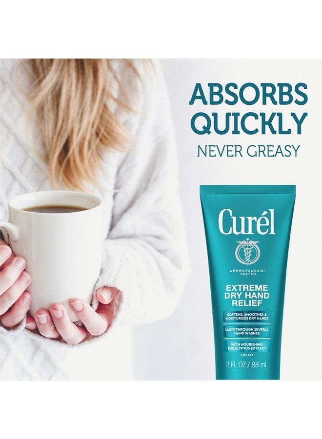 Curel Curl Extreme Dry Hand Cream, Travel Size Lotion for Dryness Relief, Easily Absorbed Hand Cream for Long-Lasting Relief after Washing Hands, with Eucalyptus Extract, 3 Fl Oz (Pack of 3) - Image 2