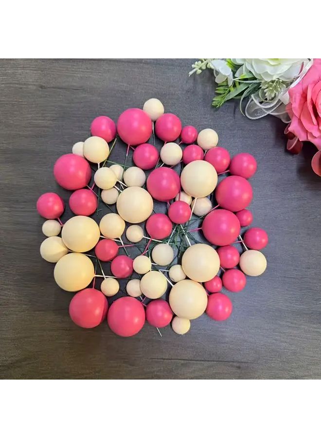 Bohemian Cake Topper Set Rose Red And Beige 10pc Plastic Wedding Birthday Shower Party Decoration Round Layered Cake Decor With Boho Flower Leaf Design Compatible With Bundt Pans Standard Cakes - Image 1