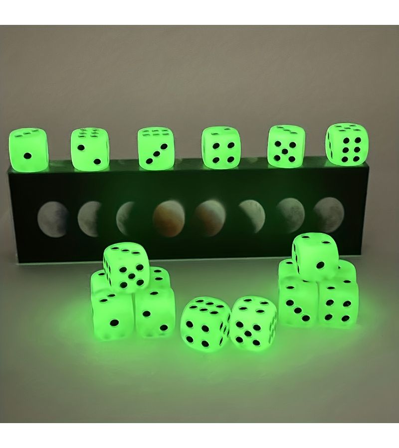 Glow In The Dark Dice Set 6pcs 14mm Acrylic Resin Dice for Nightclubs Home Games Versatile Durable Gaming Accessories - Image 2