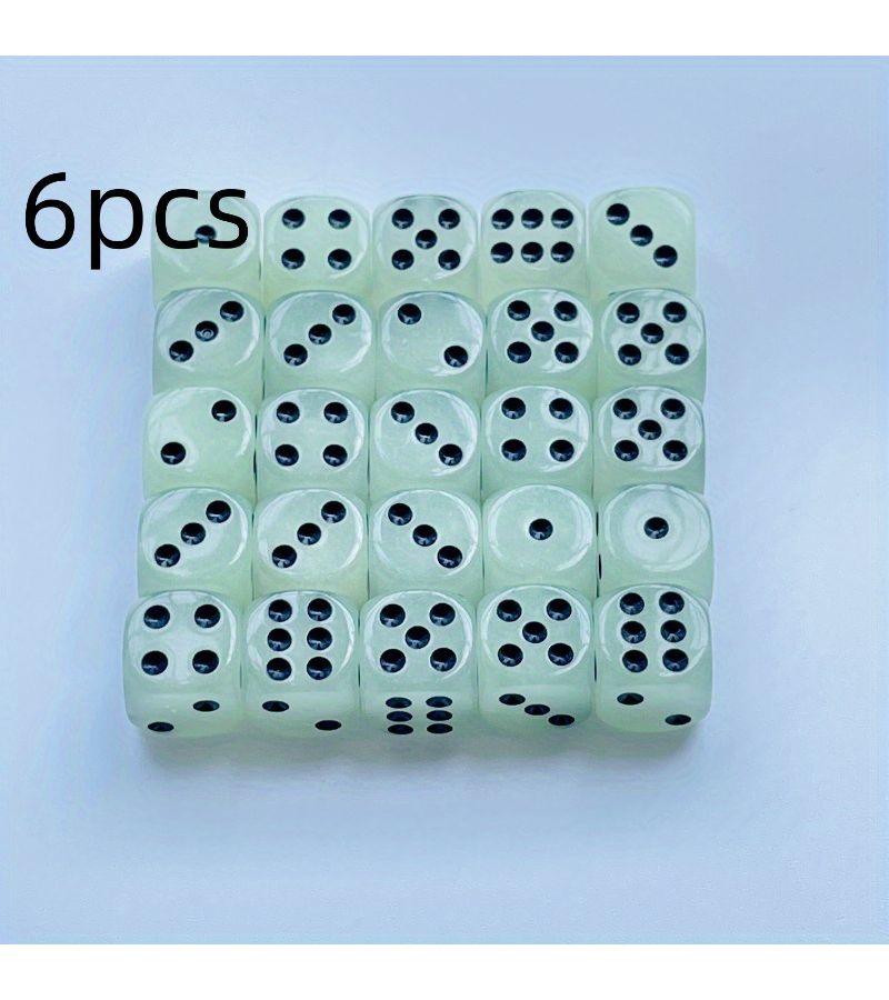 Glow In The Dark Dice Set 6pcs 14mm Acrylic Resin Dice for Nightclubs Home Games Versatile Durable Gaming Accessories - Image 4