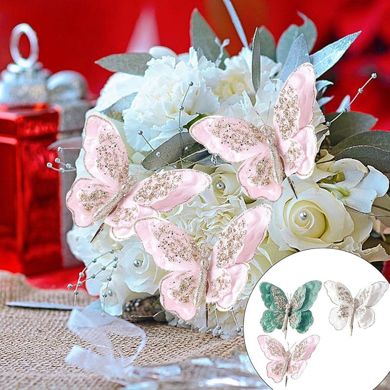 Lake Blue Artificial Butterflies with Clip for Flower Pots and Christmas Party Decoration - Image 3