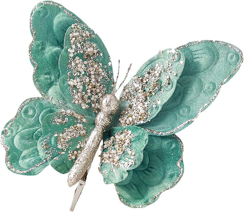 Lake Blue Artificial Butterflies with Clip for Flower Pots and Christmas Party Decoration - Image 2