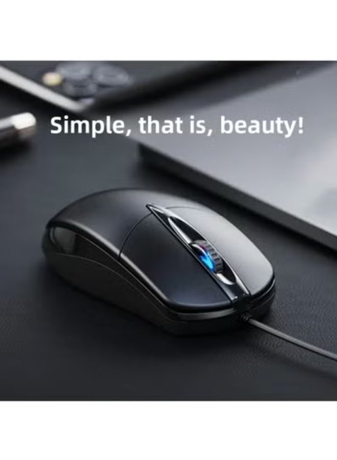 Mouse Wired USB Silent Silent Home Office Desktop Laptop Business USB Gaming Universal Mouse-Color:Black 【m2 Ultimate Edition】 Audio 3 ons/1.5m Cord Length + Mouse Pad - Image 1