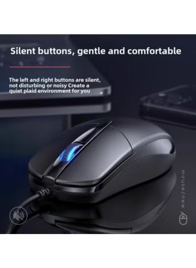 Mouse Wired USB Silent Silent Home Office Desktop Laptop Business USB Gaming Universal Mouse-Color:Black 【m2 Ultimate Edition】 Audio 3 ons/1.5m Cord Length + Mouse Pad - Image 4
