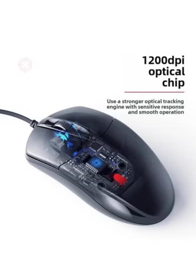 Mouse Wired USB Silent Silent Home Office Desktop Laptop Business USB Gaming Universal Mouse-Color:Black 【m2 Ultimate Edition】 Audio 3 ons/1.5m Cord Length + Mouse Pad - Image 3