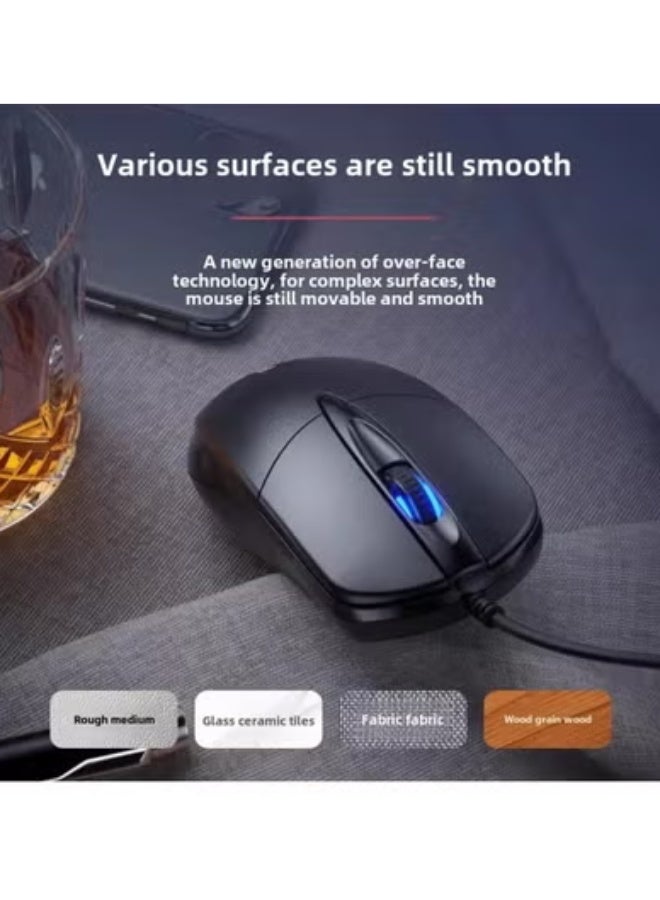 Mouse Wired USB Silent Silent Home Office Desktop Laptop Business USB Gaming Universal Mouse-Color:Black 【m2 Ultimate Edition】 Audio 3 ons/1.5m Cord Length + Mouse Pad - Image 5