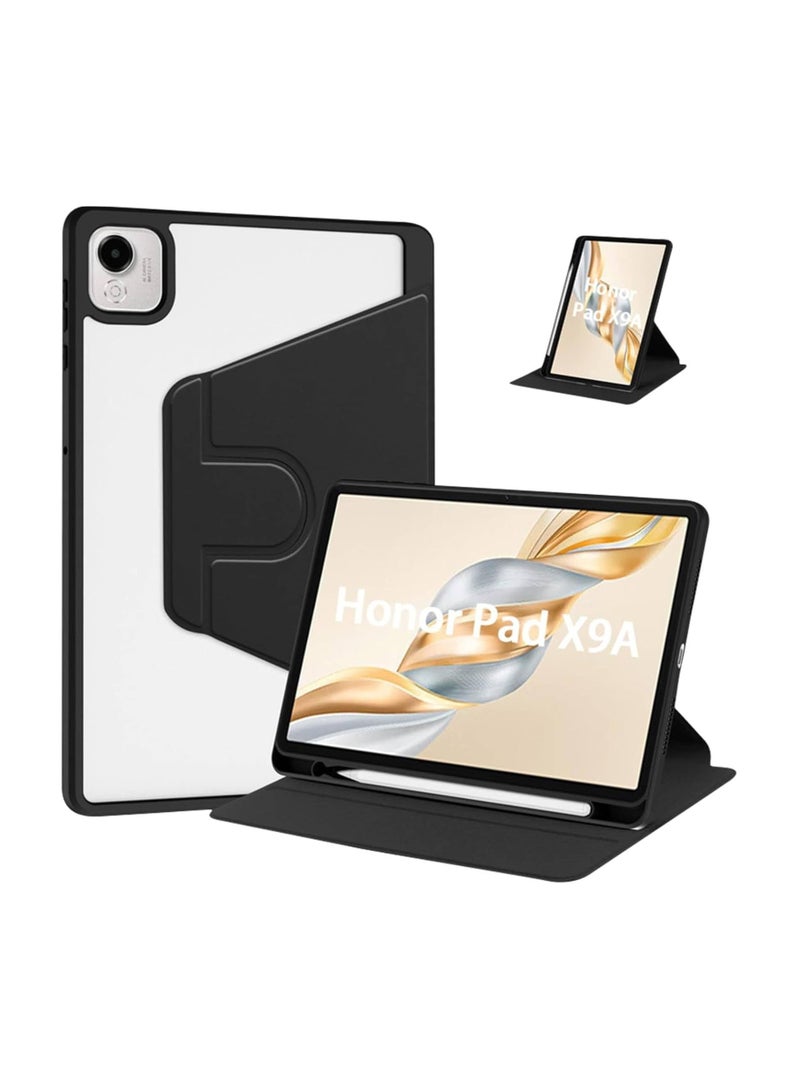 VKL Hybrid Case Compatible with Honor Pad X9a 11.5" 2025 Cover, Clear Acrylic Multi-Angle Hard PC Case with Pen Holder Protective Stand Cover Compatible with Honor Pad X9a 11.5" 2025 (Black) - Image 1