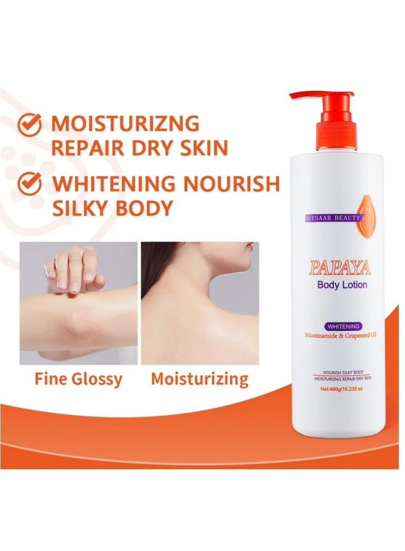 ديسار كريم تبييض البابايا العضوي كريم ترطيب الجسم وتفتيح الجسم المغذي للبشرة السوداء 480 جم - Image 2