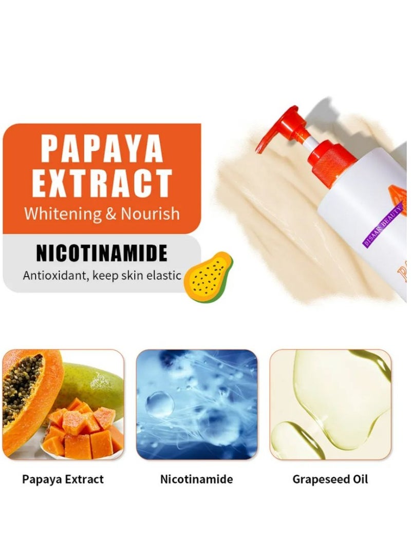 ديسار كريم تبييض البابايا العضوي كريم ترطيب الجسم وتفتيح الجسم المغذي للبشرة السوداء 480 جم - Image 3