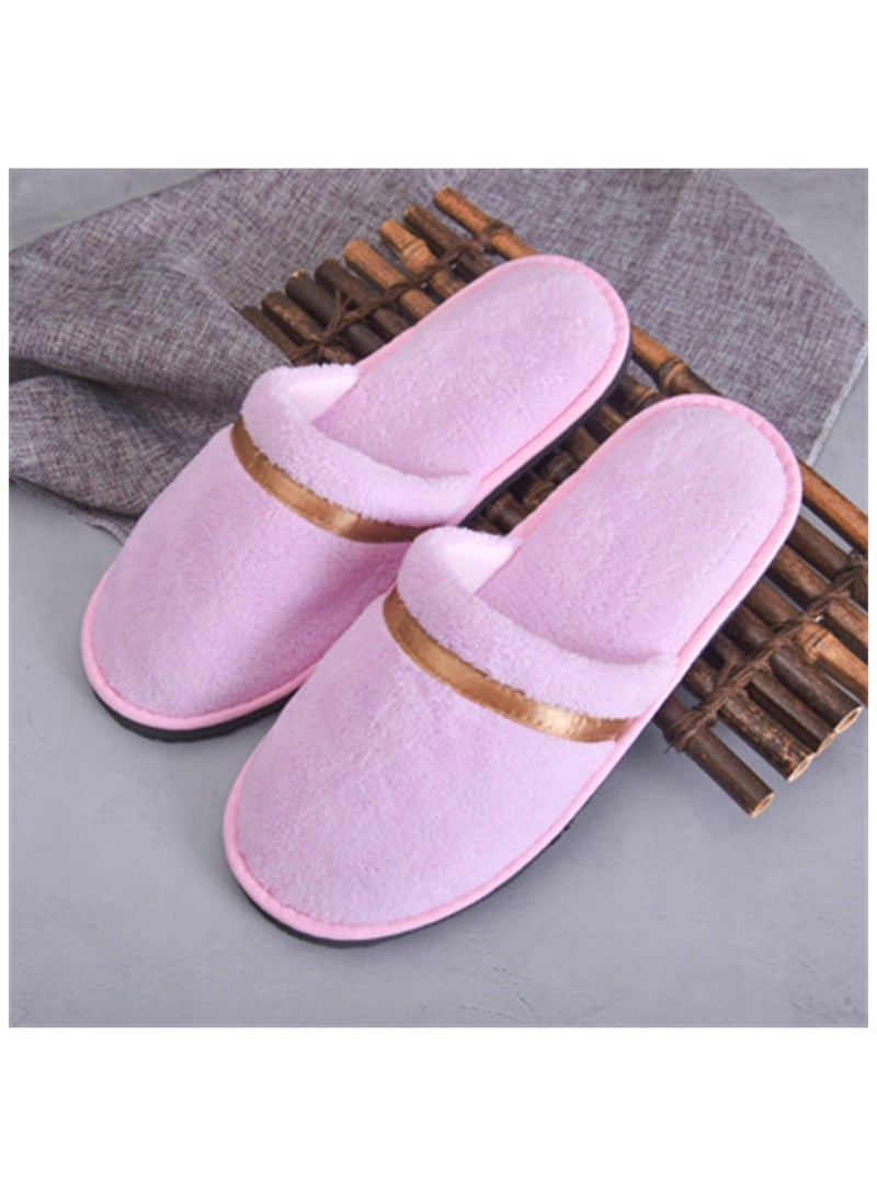KASTWAVE Spa Slippers - Coral Fleece Closed Toe Hotel Slippers - Washable Non-Slip Travel Slippers for Guests - Home, Hotel, or Commercial Use - 1 Pair (43 Size Pink)  - Image 1