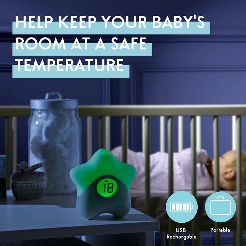 Purflo Starlight Colour Changing Baby Room Thermometer USB Rechargeable Digital Temperature Monitor for Indoor Nursery One Of Your Baby Essentials - Image 2