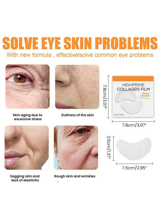 EELHOE 4PCS Highprime Collagen Film Eye Mask - Water Soluble Formula - Fade Dark Circles And Eye Lines - Lift And Tighten Mask  - Image 2