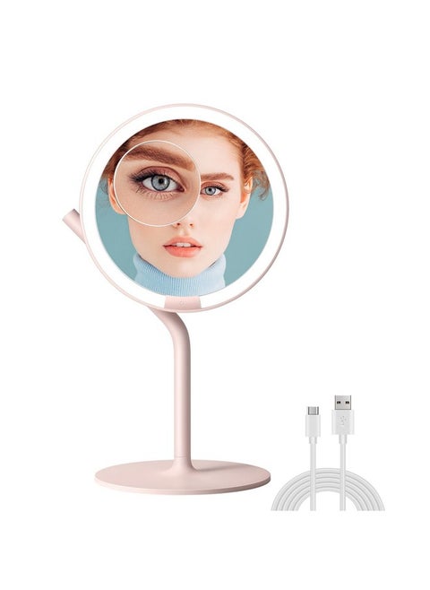 Professional 8 Led Lighted Makeup Mirror With 5Level Brightness With 5X Magnifying Small Mirror Tabletop Rechargeable Cosmetic Mirror With Touch Control 180°Rotation