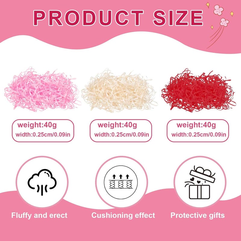 Recyclable color shredded paper filler (red powder white tricolor 120g) - Image 2