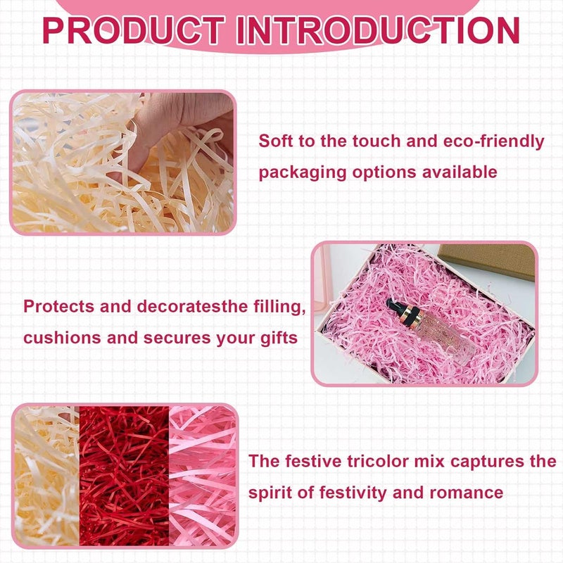 Recyclable color shredded paper filler (red powder white tricolor 120g) - Image 3