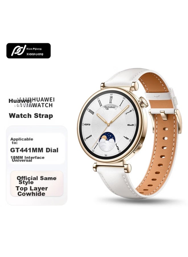 Tinker Xiaopijiang سوار ساعة جلدي متوافق مع Huawei Watch Gt5 Pro، Gt4/gt5 سيدات ناعم مريح جلد بقري حقيقي عالي الجودة، 42/41mm شاشة عالمية سوار ساعة - Image 1
