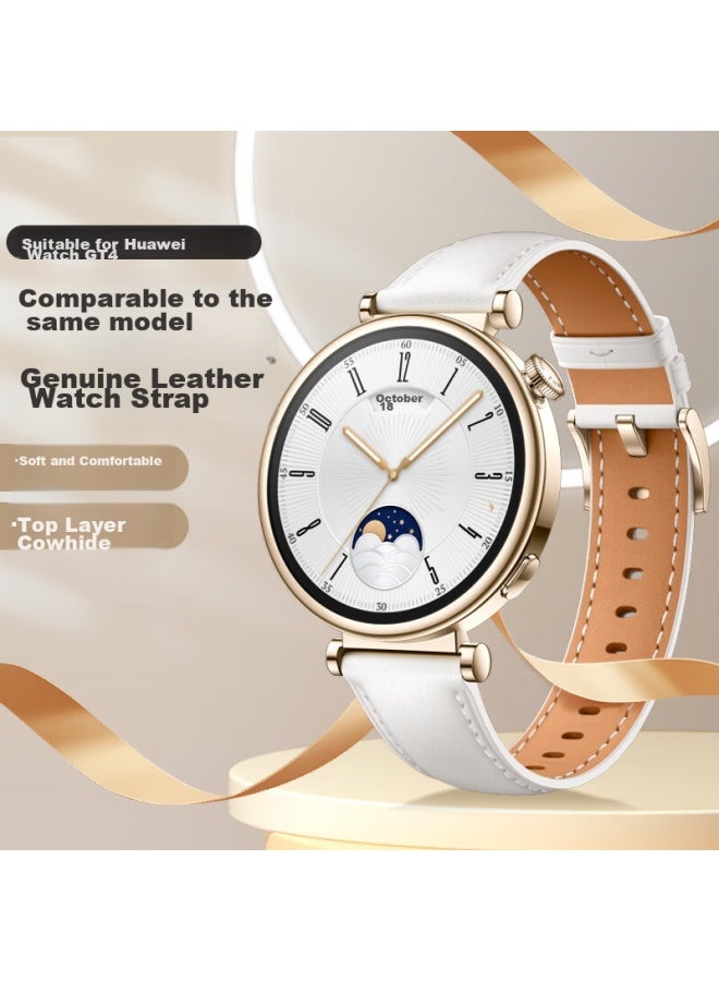 Tinker Xiaopijiang سوار ساعة جلدي متوافق مع Huawei Watch Gt5 Pro، Gt4/gt5 سيدات ناعم مريح جلد بقري حقيقي عالي الجودة، 42/41mm شاشة عالمية سوار ساعة - Image 2