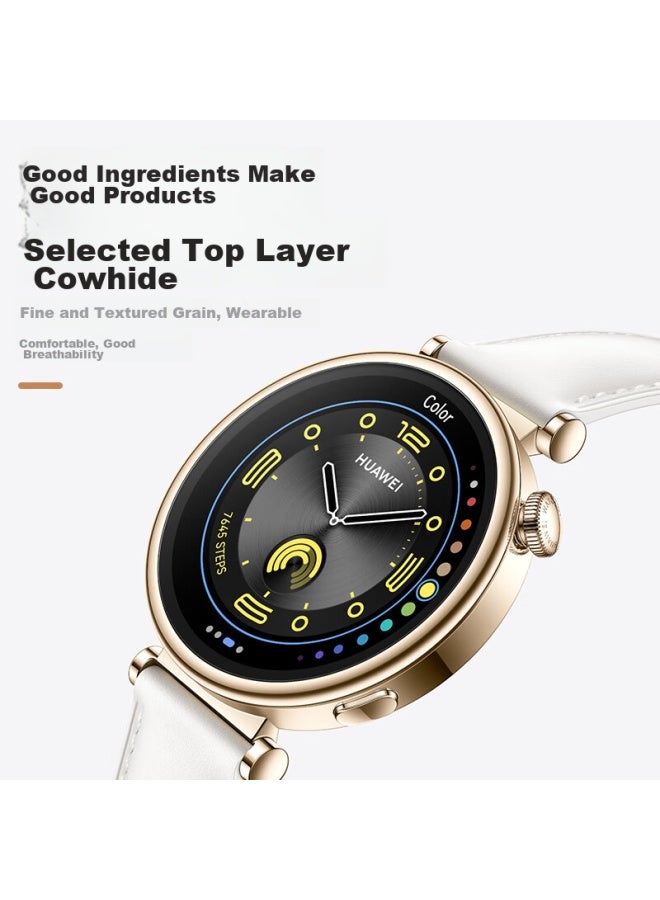 Tinker Xiaopijiang سوار ساعة جلدي متوافق مع Huawei Watch Gt5 Pro، Gt4/gt5 سيدات ناعم مريح جلد بقري حقيقي عالي الجودة، 42/41mm شاشة عالمية سوار ساعة - Image 3