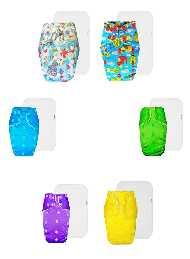 Dumbledo Premium Cloth Diaper with Cotton Insert (Pack of 6) | Hypoallergenic | 6-Layer Absorbent Pad | Easy to Clean | Perfect for Indian Summers | 3 Months - 3 Years | Unisex Baby - Image 1