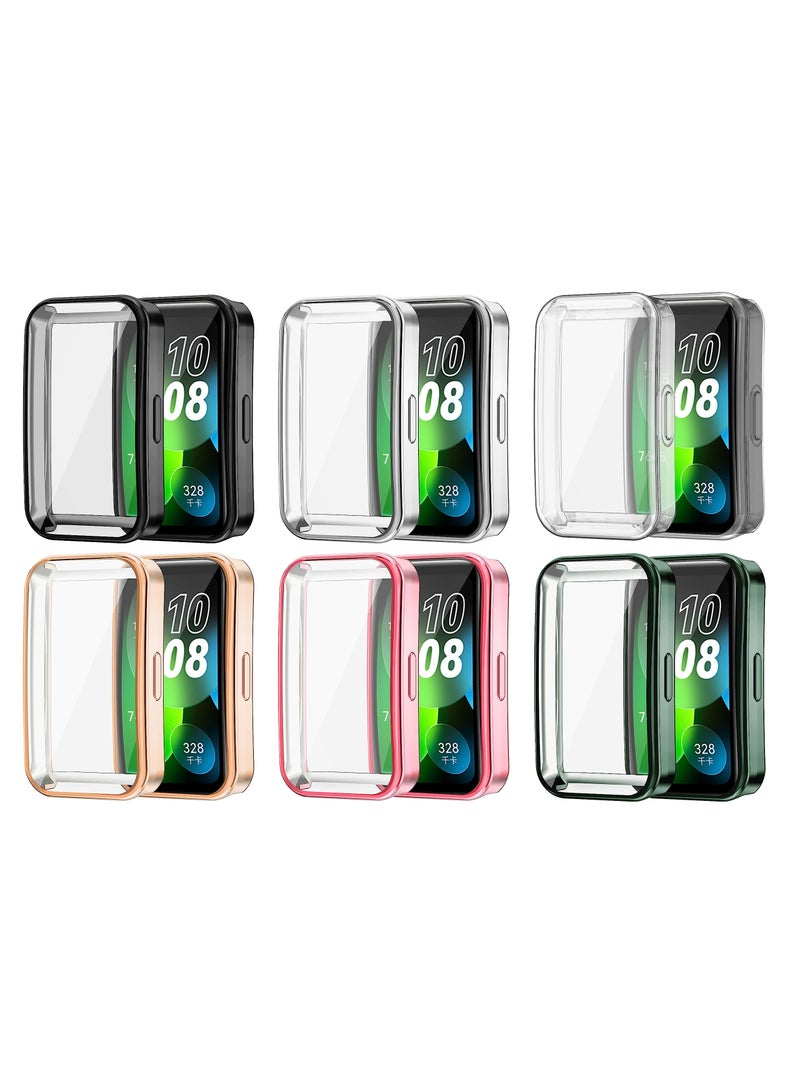KASTWAVE Screen Protector Case Compatible with Huawei Band 8 Watch TPU Slim Case Cover [Plating Metal Color Frame] [3D Full Coverage] Shell Protective for Huawei Band 8 SmartWatch (6pack) - Image 1
