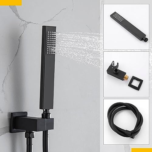 DEOLER Shower System with Handheld Shower, Rainfall Shower Faucet Set with 10 Inch Shower Head and Handheld Wall Mounted Bathroom Shower System Faucet Set Rough-in Valve and Trim Kit, Matte Black - Image 4