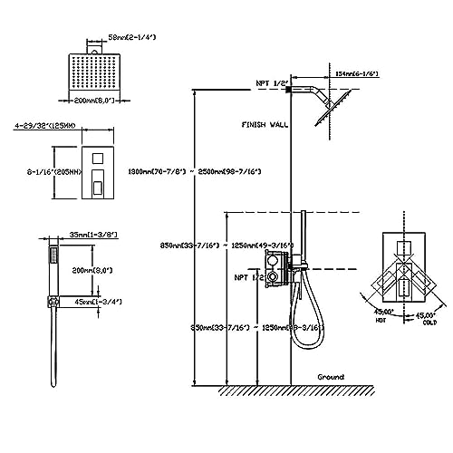 DEOLER Shower System with Handheld Shower, Rainfall Shower Faucet Set with 10 Inch Shower Head and Handheld Wall Mounted Bathroom Shower System Faucet Set Rough-in Valve and Trim Kit, Matte Black - Image 5