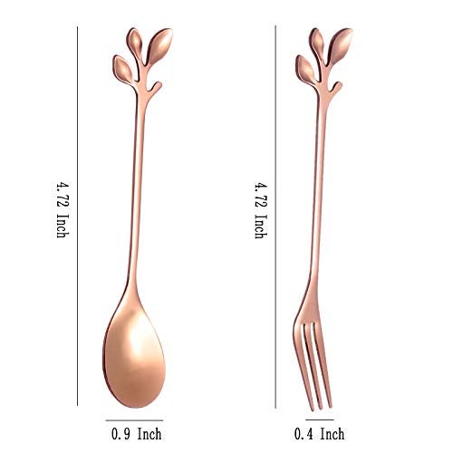 AnSaw 10-Piece Rose Gold Mini Leaf Dessert Forks Set - 4.7" Elegant Stainless Steel Fruit, Appetizer, Cake & Salad Forks - Perfect for Cocktail Parties & Home Use - Image 2