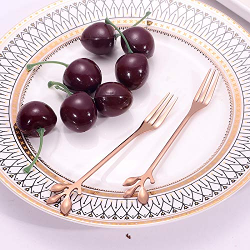AnSaw 10-Piece Rose Gold Mini Leaf Dessert Forks Set - 4.7" Elegant Stainless Steel Fruit, Appetizer, Cake & Salad Forks - Perfect for Cocktail Parties & Home Use - Image 4
