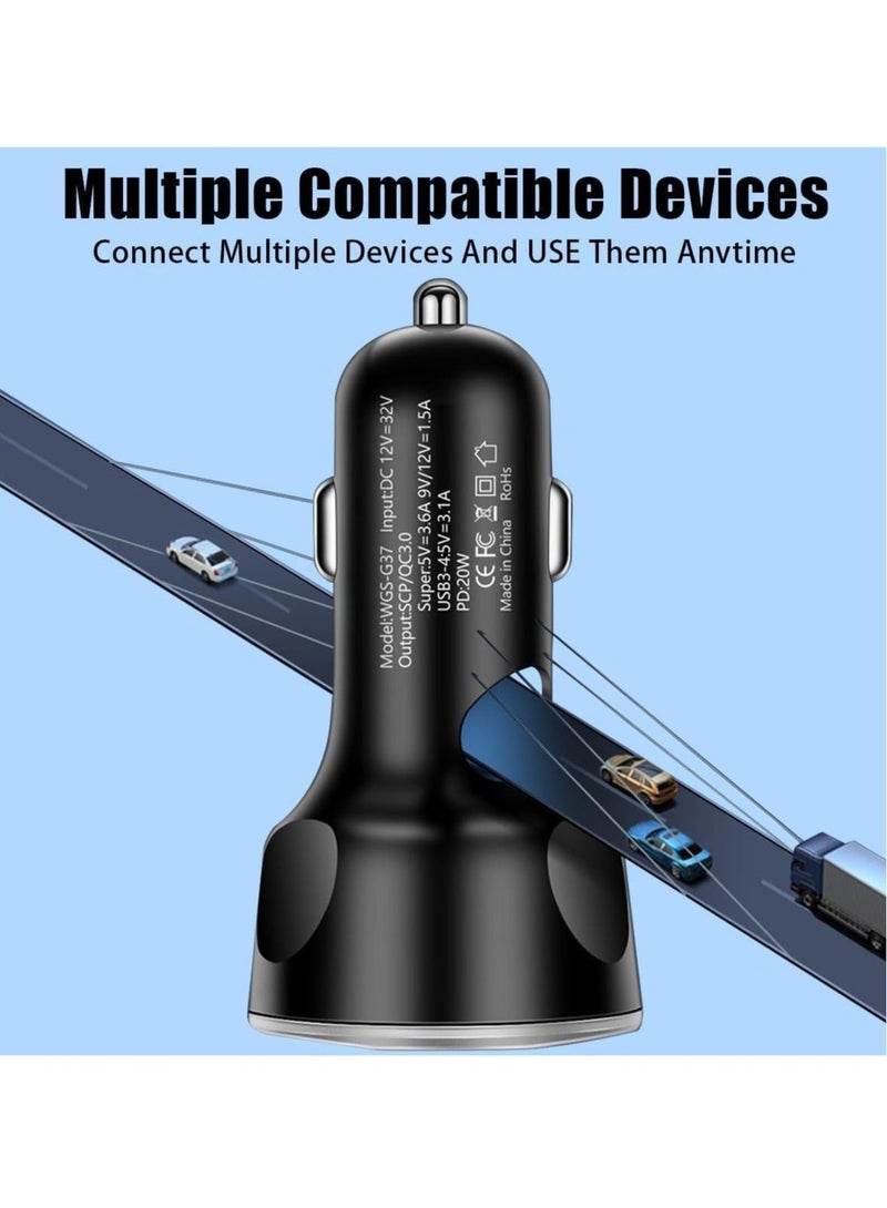 Captaintech 5 Port Car Charger Socket, Quick Charge 4USB+Type C Multi Port Car Accessories Interior Compatible with Most Smart Phone - Image 5