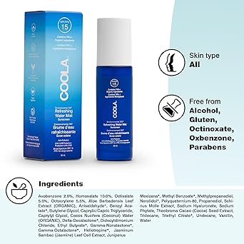 Coola SPF 15 Water Mist Suncreen 70 Percent Organic Sunscreen for Daily Use Refreshing and Alcohol Free 50 ml - Image 4