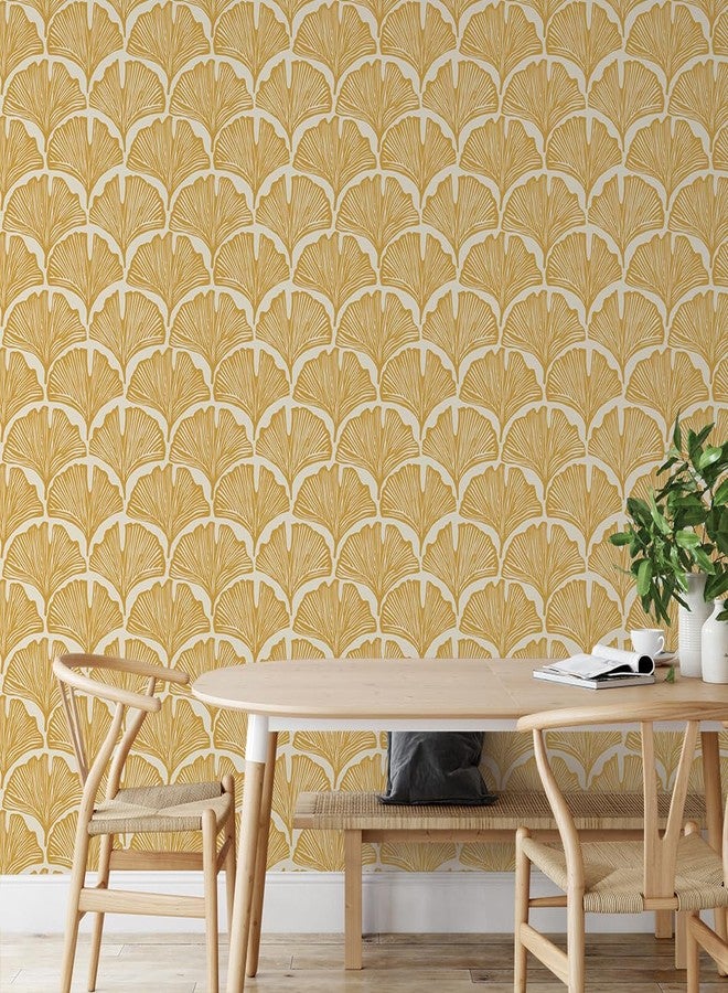 Tempaper x Novogratz Golden Mustard Feather Palm Removable Peel and Stick Wallpaper, 20.5 in X 16.5 ft, Made in The USA - Image 5