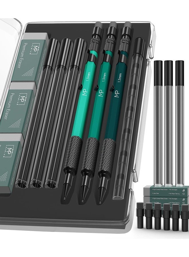 Mr. Pen- Metal Mechanical Pencils Set with Lead and Eraser Refills, 3 Pack, 1.3 mm Mechanical Pencil Metal - Image 1