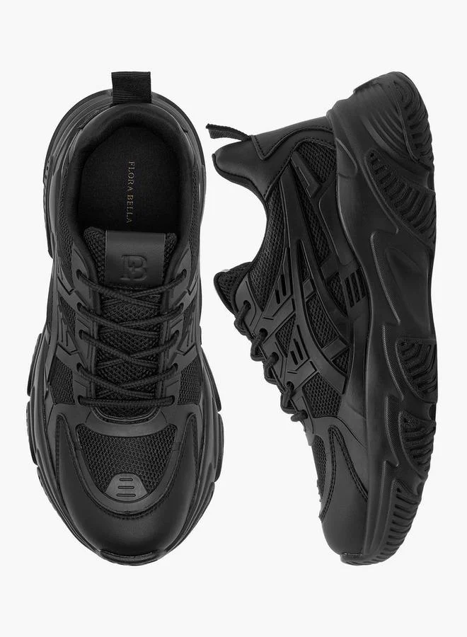 Flora Bella By Shoexpress Women's Panelled Sneakers with Lace-Up Closure