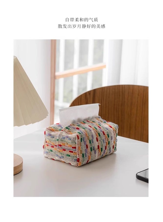 Colorful Woven Tissue Box Cover, Car-Mounted Living Room Coffee Table Tissue Box, Suitable for Bathroom, Countertop, Bedside Table, Office - Image 4