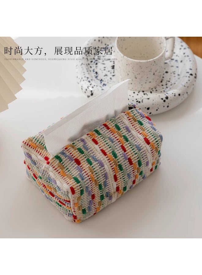 Colorful Woven Tissue Box Cover, Car-Mounted Living Room Coffee Table Tissue Box, Suitable for Bathroom, Countertop, Bedside Table, Office - Image 5