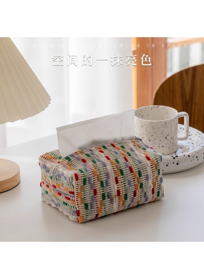 Colorful Woven Tissue Box Cover, Car-Mounted Living Room Coffee Table Tissue Box, Suitable for Bathroom, Countertop, Bedside Table, Office - Image 3