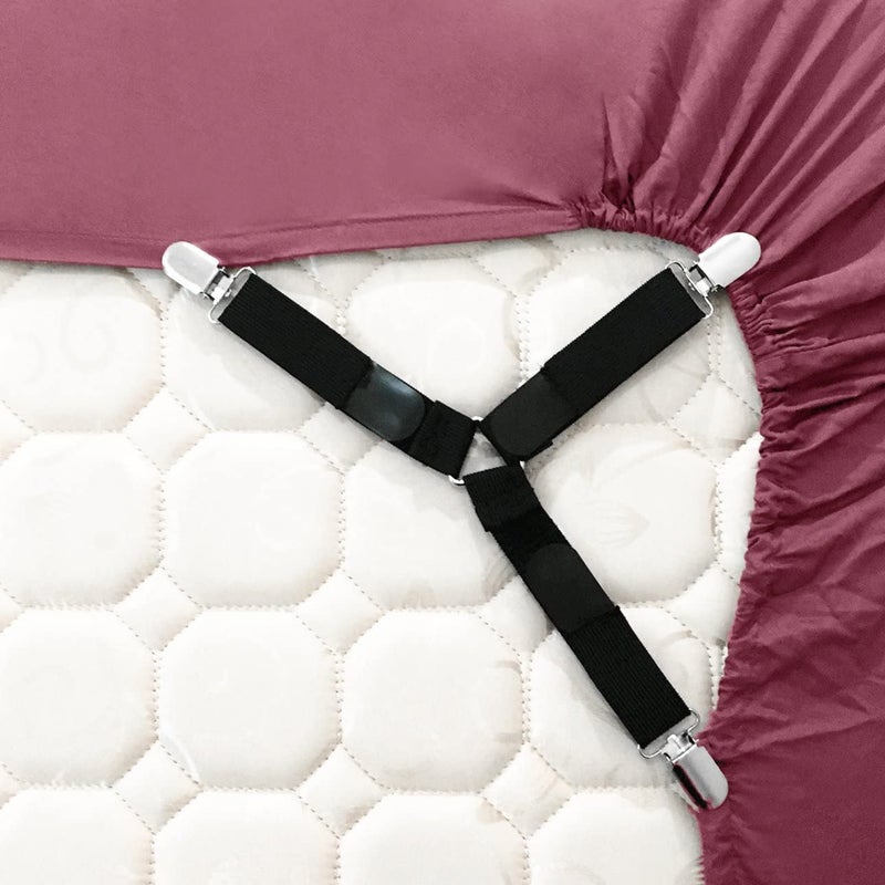 Mugath Sheet Fastener, Bed Sheet Holder Strap for Full, Queen, King Twin Bed, Adjustable Fitted Sheet Suspenders Grippers with Non-Slip Clip and Elastic Band (Triangle Sheet Straps(4PCS)) - Image 1
