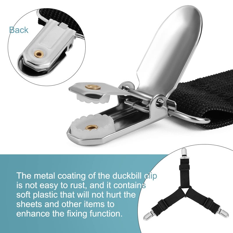 Mugath Sheet Fastener, Bed Sheet Holder Strap for Full, Queen, King Twin Bed, Adjustable Fitted Sheet Suspenders Grippers with Non-Slip Clip and Elastic Band (Triangle Sheet Straps(4PCS)) - Image 4